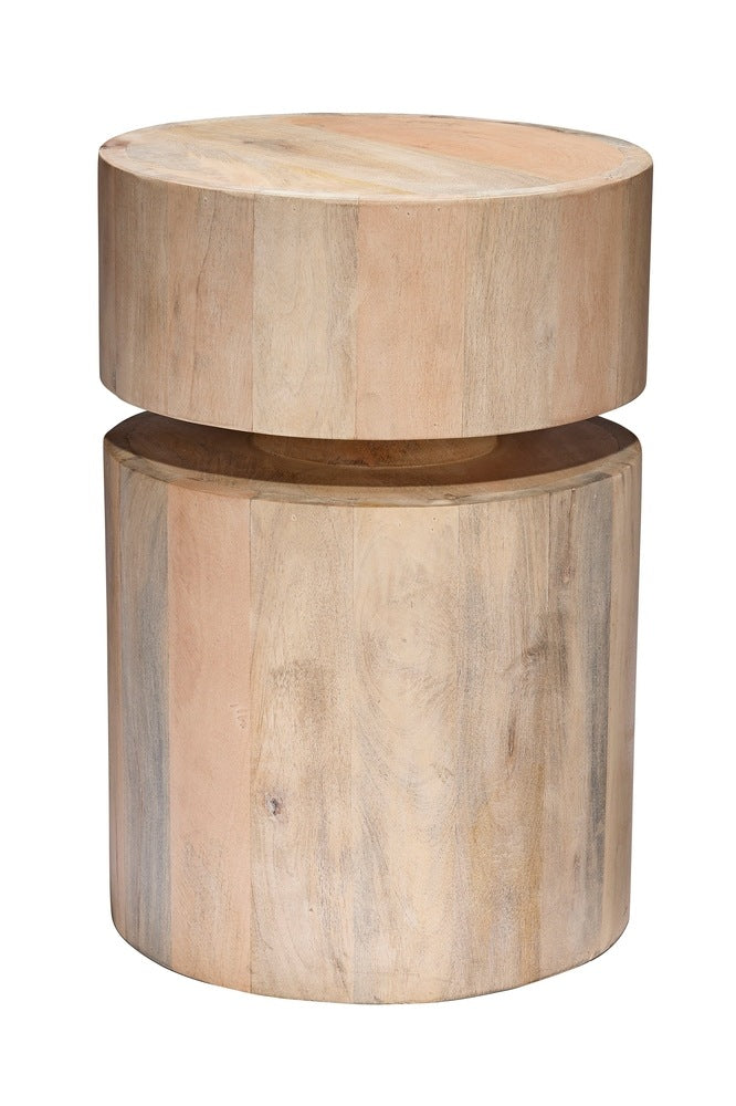 Dylan Wood Round Side Table, White Wash Jamie Young Aura of Distinction