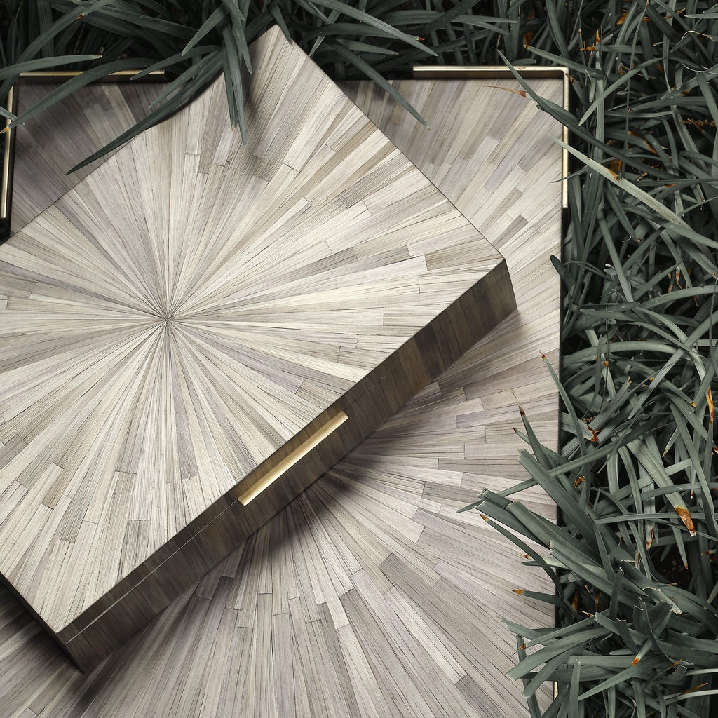 Decorative View. Artisans create the exuberant starbursts on these generously sized trays from thin