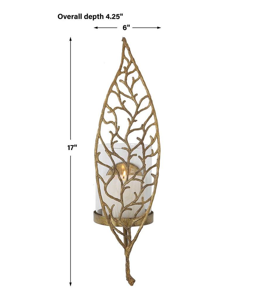 Measurement View. Echoing the intricate details of natural flora, this candle sconce is crafted from