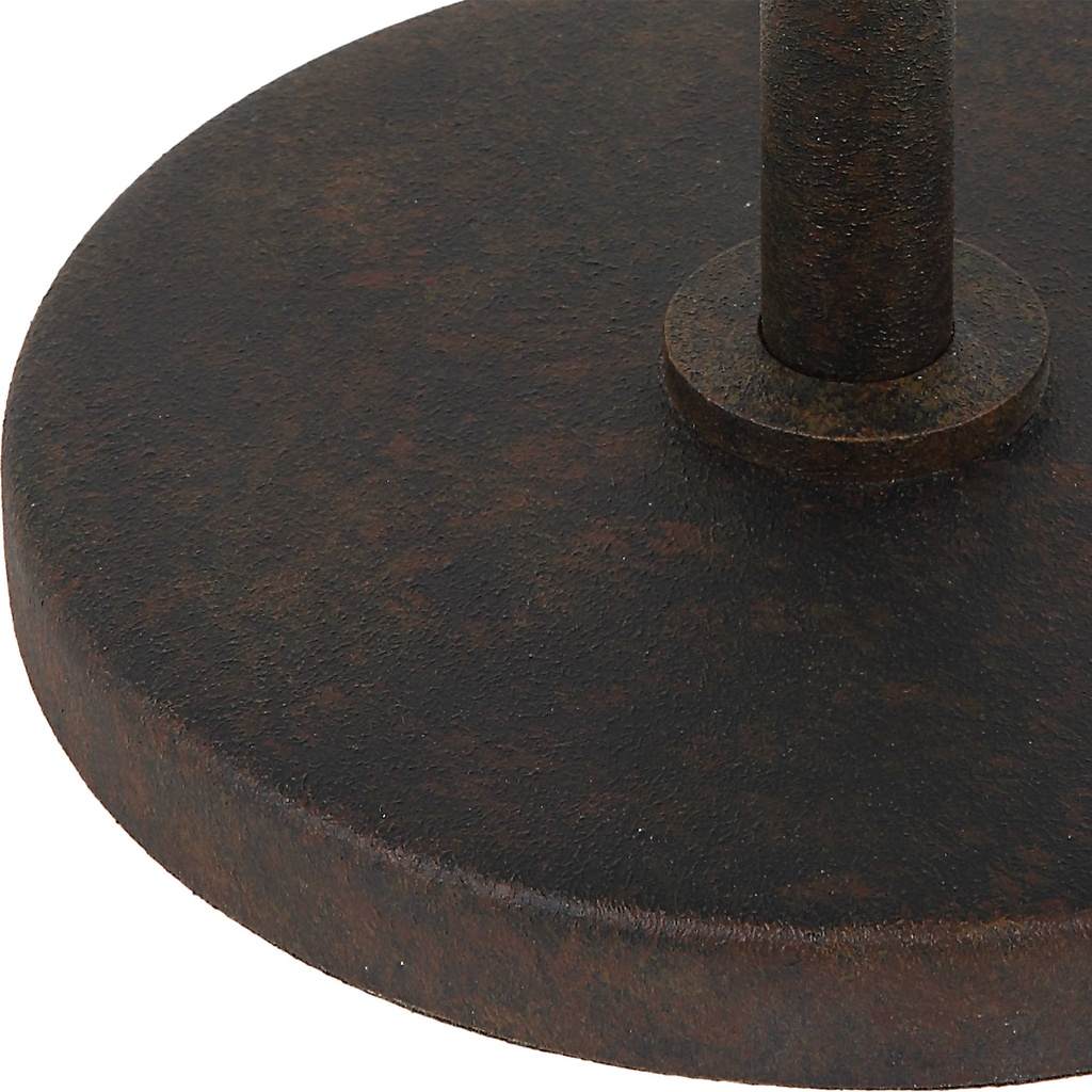 Close-Up View. Inspired by classic industrial style, the Forge Accent Table is finished in a texture