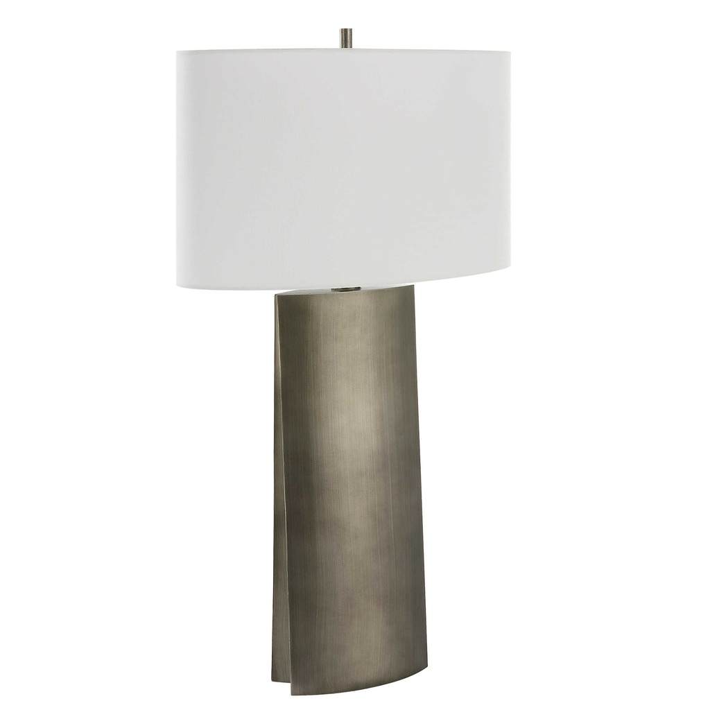 Front View. The V-Grove Modern Table Lamp is features a contemporary sculptural design that showcase
