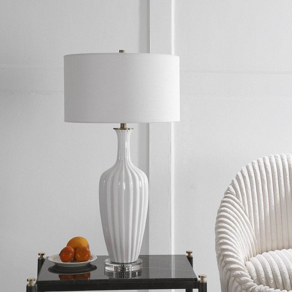 Strauss White Ceramic Table Lamp Uttermost