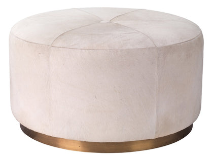 Thackeray Round White Pouf (Large)