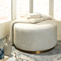 Thackeray Round White Pouf (Large)