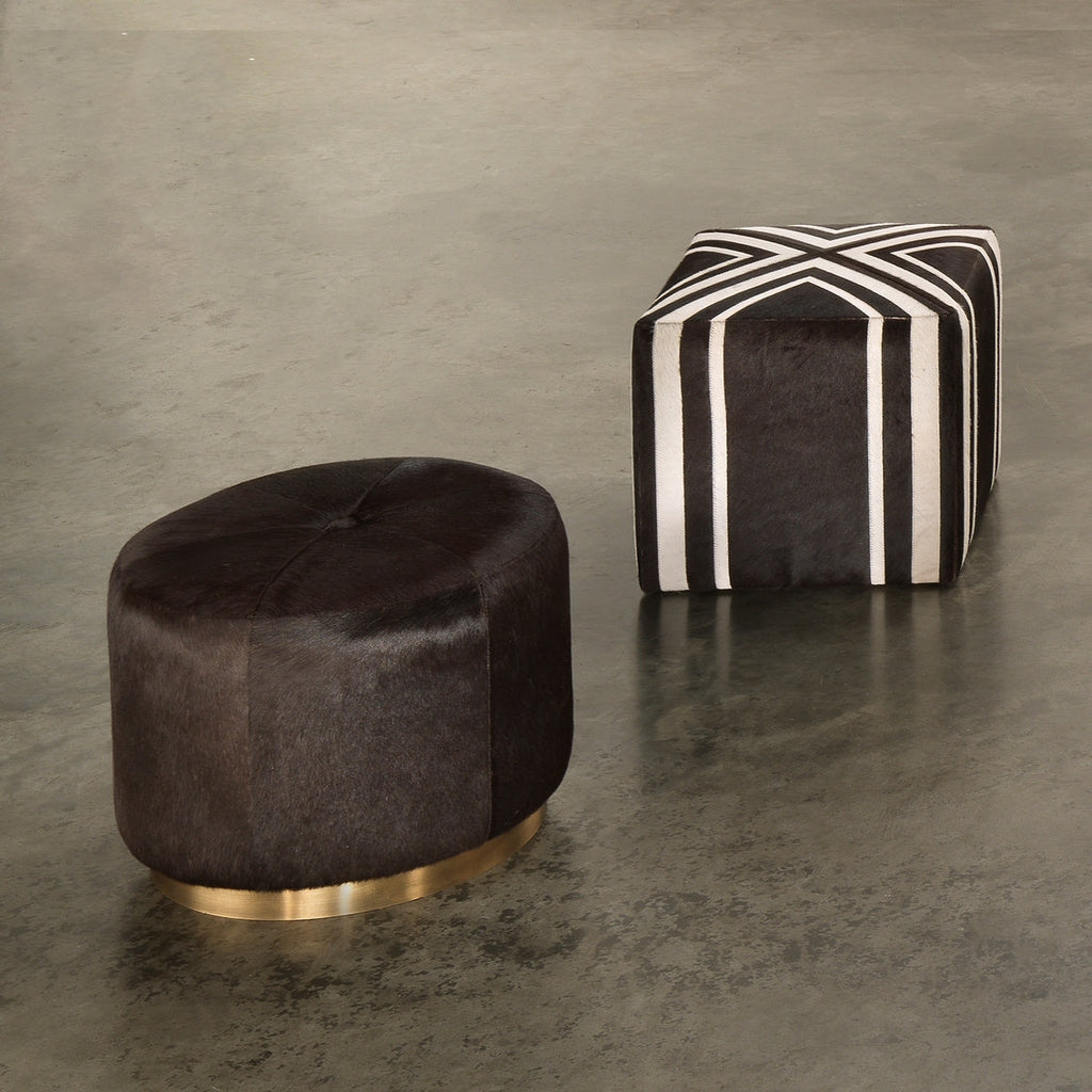 Thackeray Round Espresso Pouf (Small)