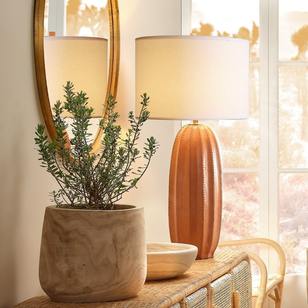 Beckham Leather Table Lamp, Tan Jamie Young Aura of Distinction