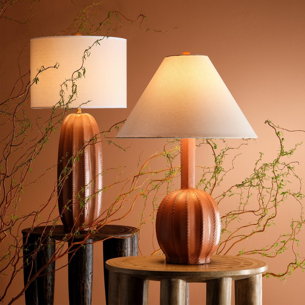 Beckham Leather Table Lamp, Tan Jamie Young Aura of Distinction