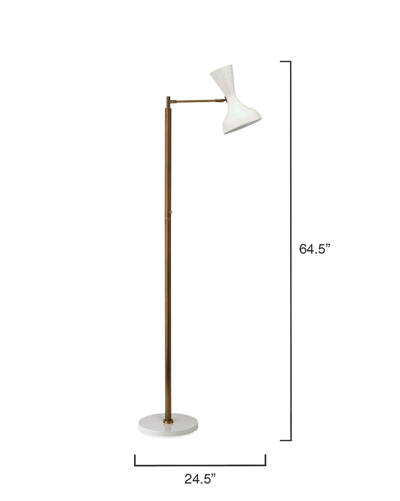 Pisa Swing Arm Floor Lamp, White Jamie Young Aura of Distinction