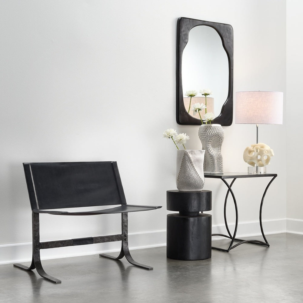 Alessa Black Leather Sling Chair Jamie Young Aura of Distinction