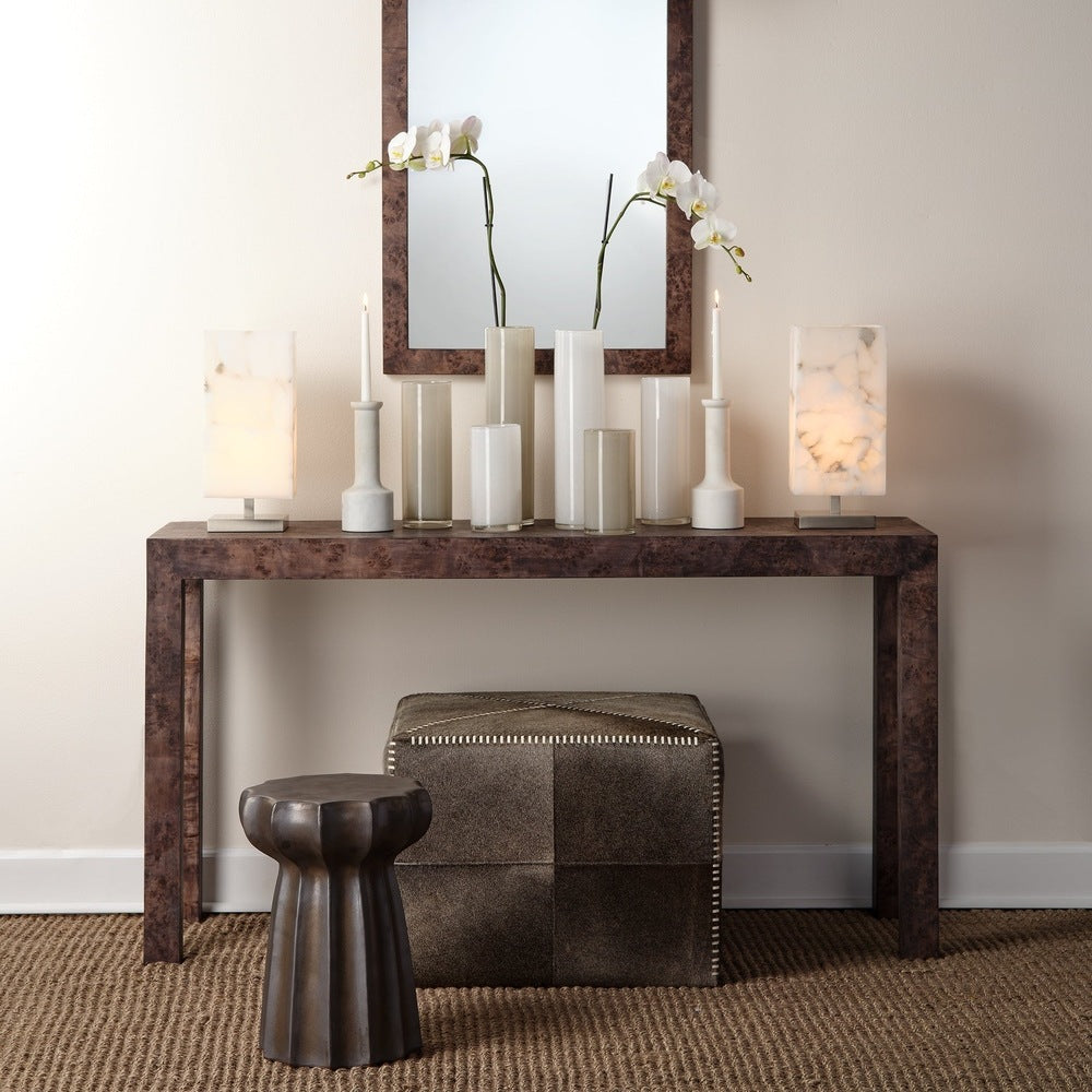 Archer Burl Wood Console, Grey Jamie Young Aura of Distinction