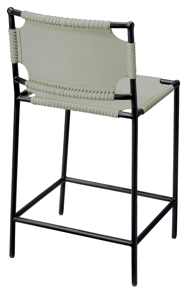 Back View. A warm mix of soft full-grain leather and a sleek steel frame to create a refined stool t