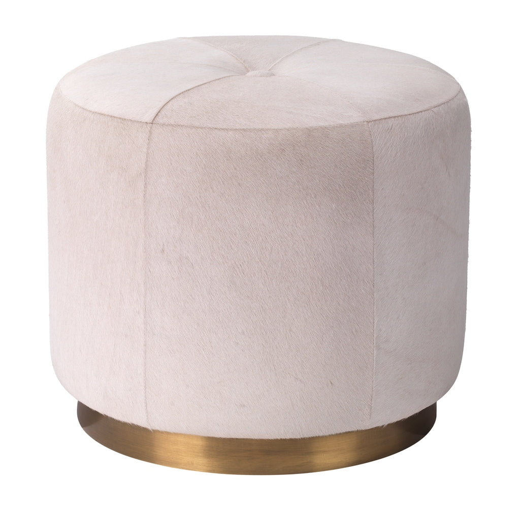 Thackeray Round White Pouf Small Jamie Young Aura of Distinction