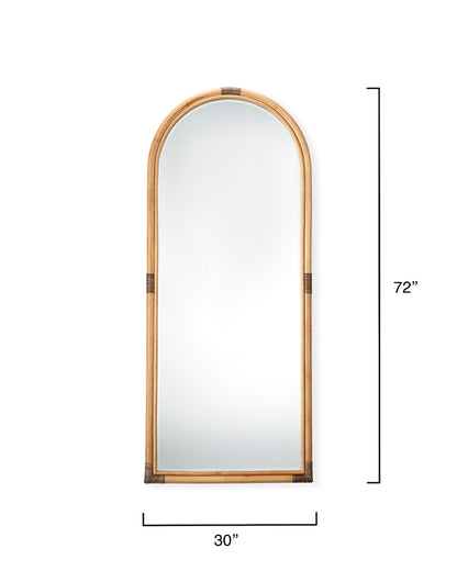 Measurement View. This gently arched, full length floor mirror’s rattan frame is subtly embellished 