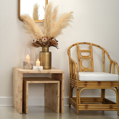 Decorative View. Set atop a hand-carved alabaster base, our artisan made candle holder displays a st