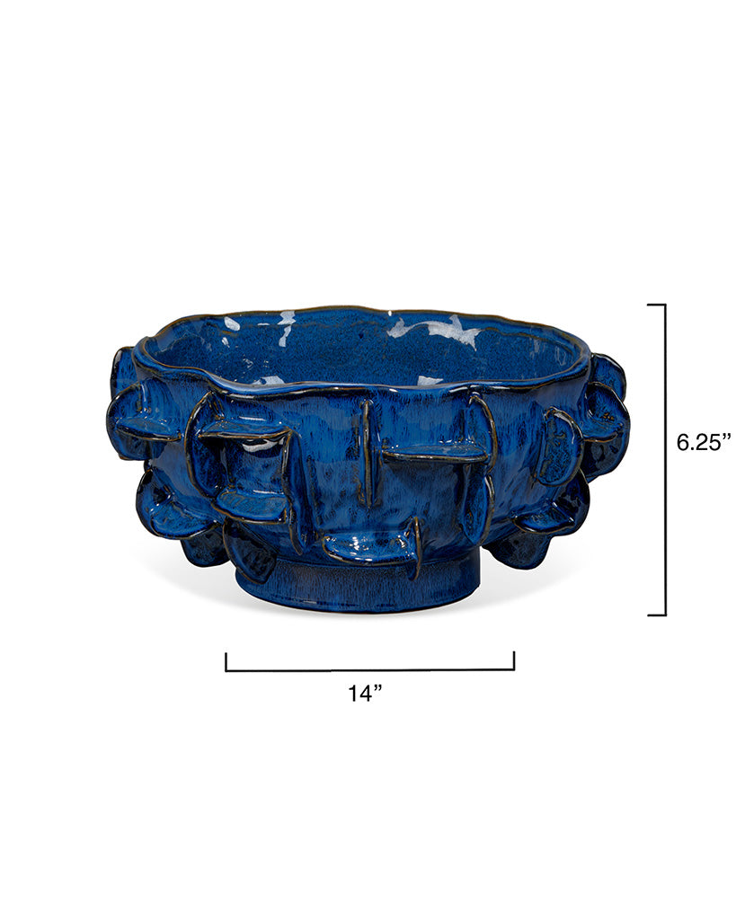 Measurement View. Beautifully handcrafted of fine ceramic, the surface of this bowl is emblazoned wi