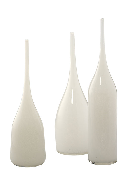 Front View. Add a sense of drama to your home with this trio of decorative vases. Made of blown glas