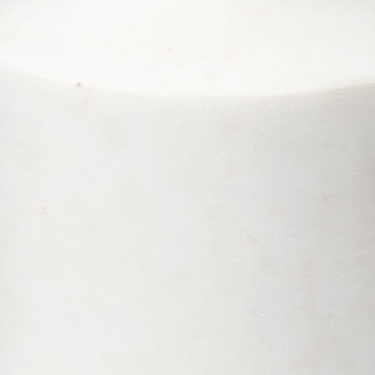 Close-Up View. Beautifully artisan-carved of clean, crisp white marble, this set of two candlesticks