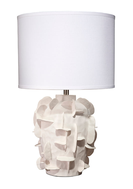 Front View. Beautifully handcrafted of ceramic, this showstopper of a table lamp is a riot of rich t