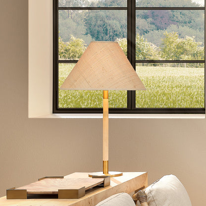 Decorative View. A medley of modern materials, the Morgana pairs wood with metal and natural fibers 