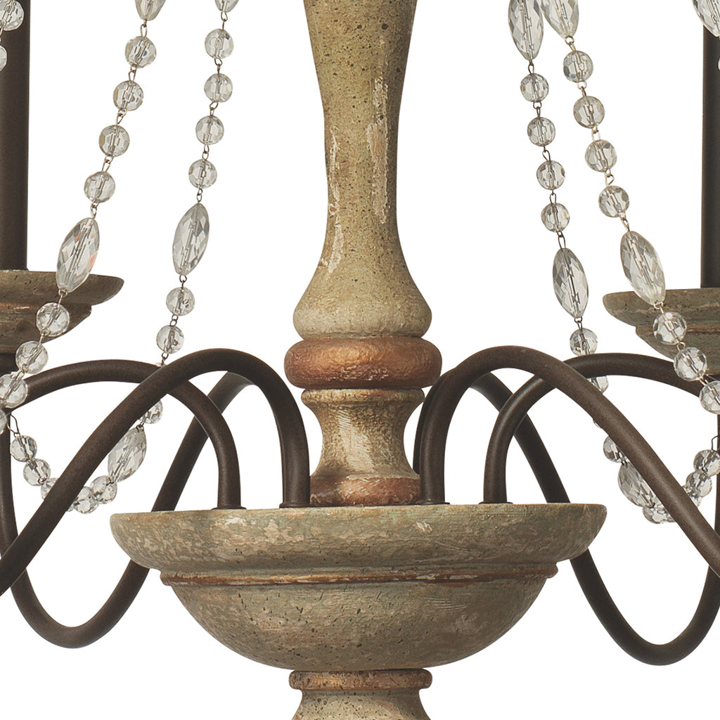 Close-Up View. Inspired by vintage chandeliers, this fixture is given a new-traditional aesthetic wi