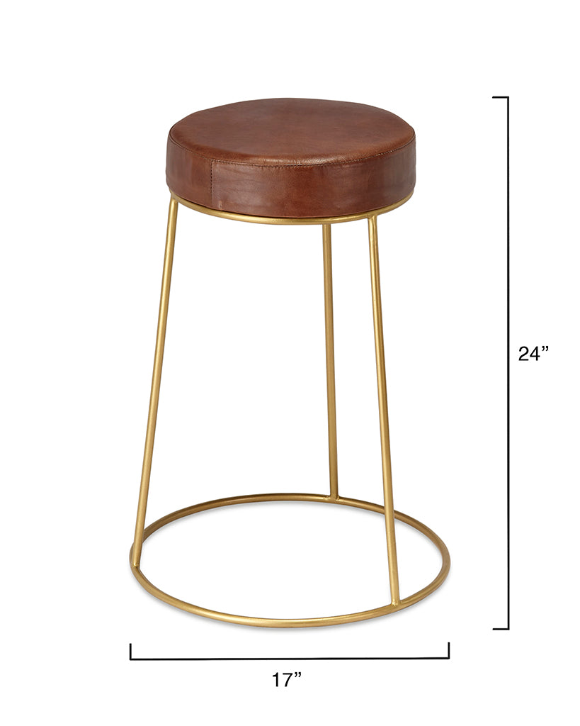 Measurement View. These unique stools feature a comfortably padded round seat in top-quality leather