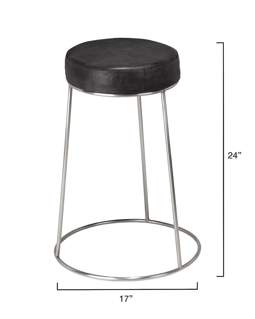 Measurement View. These unique stools feature a comfortably padded round seat in top-quality leather