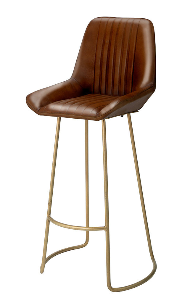 Front View. Inspired by the racing seats found in vintage American cars, this stool features generou