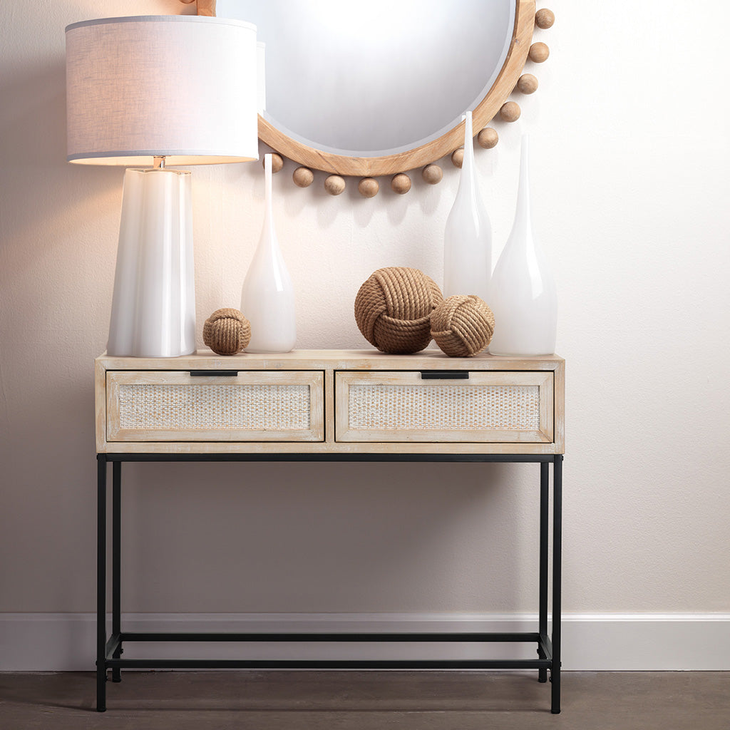 Decorative View. Natural materials meet modern functionality in our clean-lined console table. Craft