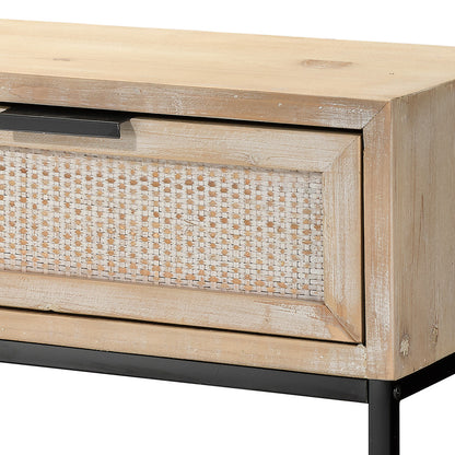 Close-Up View. Natural materials meet modern functionality in our clean-lined console table. Crafted