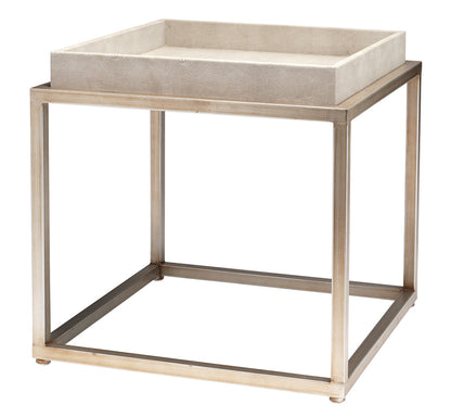 Front View. Add a designer-worthy touch to your space with this accent table. The airy metal base is