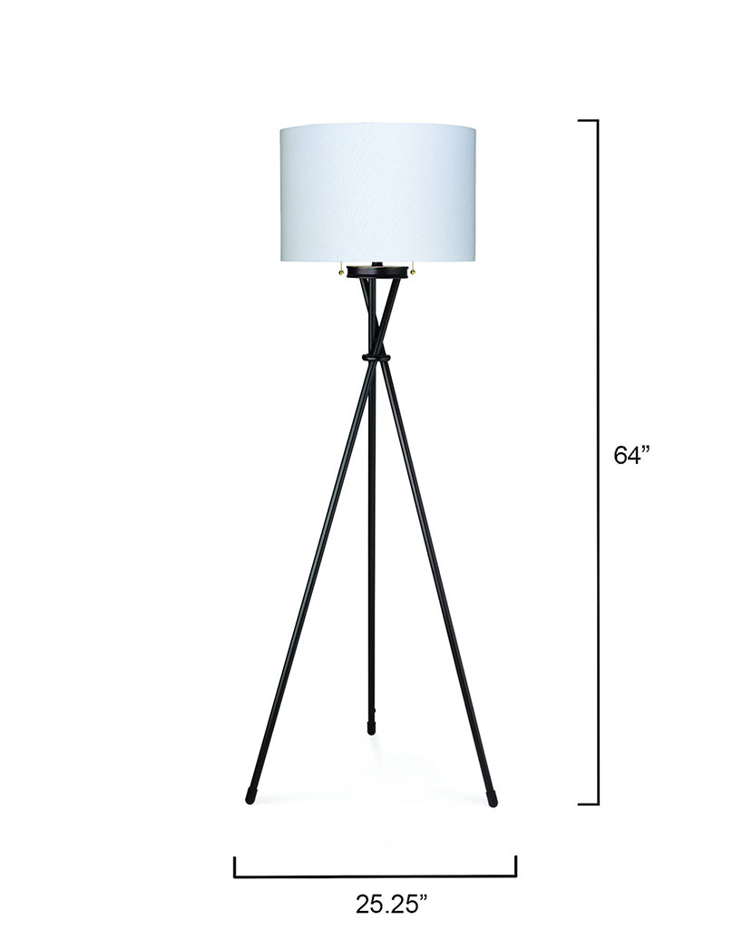 Measurement View. A contemporary take on the mid-century tripod, this floor lamp features three meta