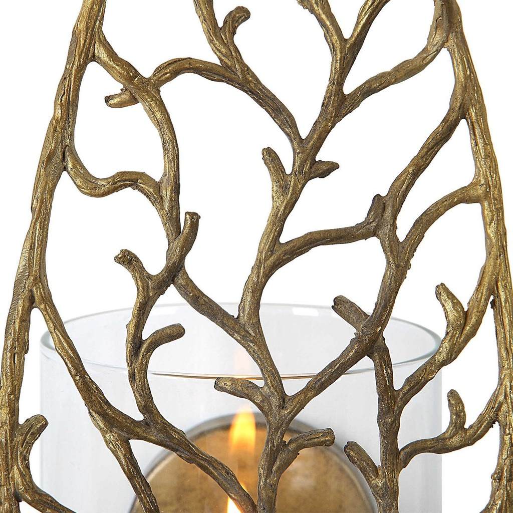 Close-Up View. Echoing the intricate details of natural flora, this candle sconce is crafted from so