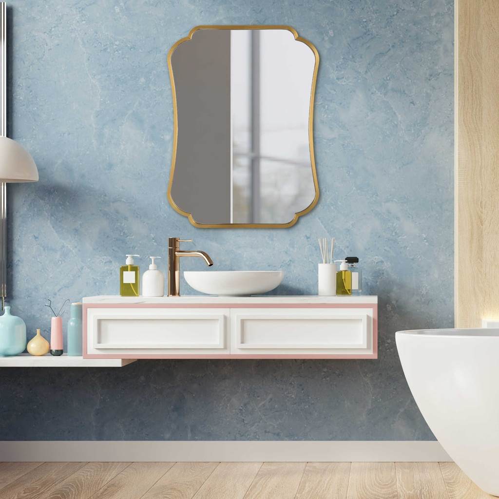 Decorative View. The athena mirror offers an update to a traditional look featuring a petite stainle
