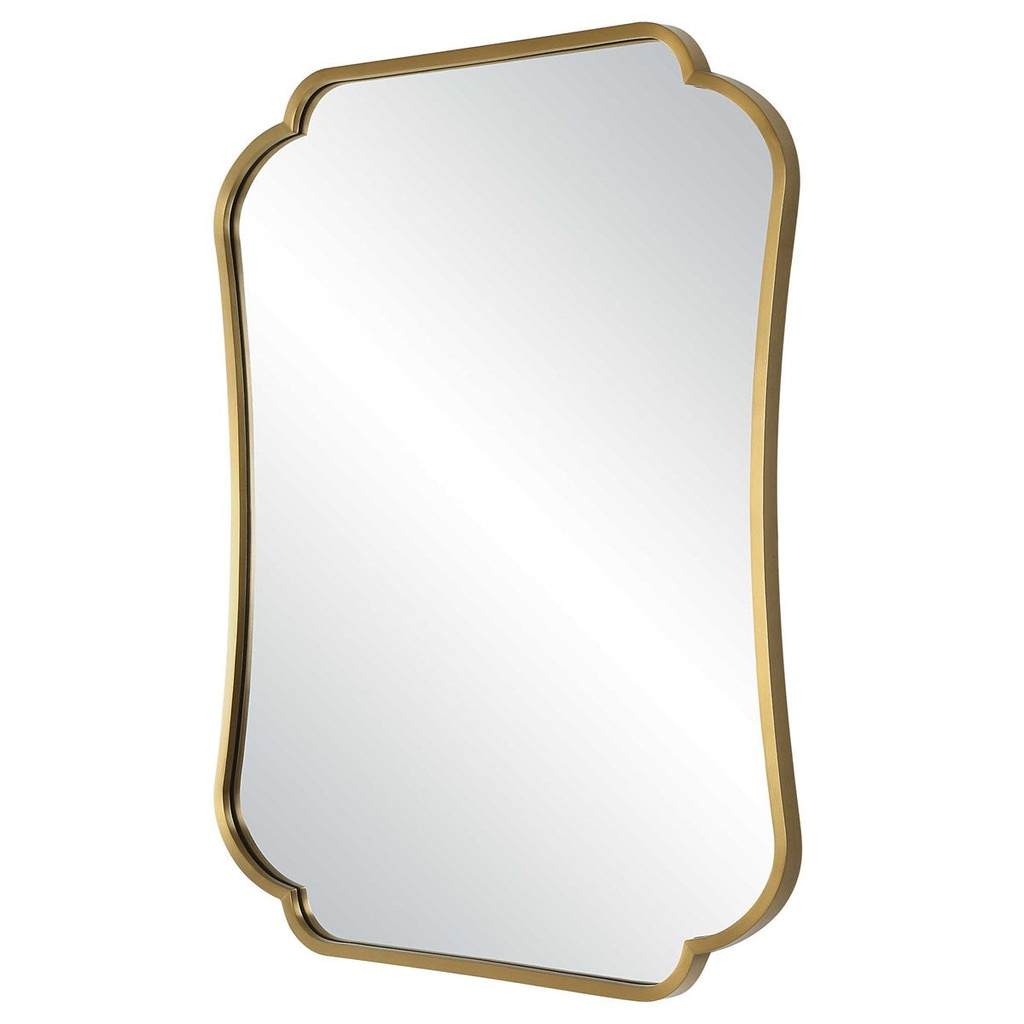 Angle View. The athena mirror offers an update to a traditional look featuring a petite stainless st