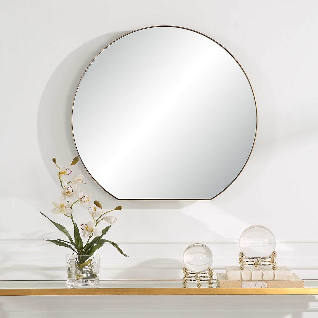 Decorative View. The Cabell Small Mirror is sleek and contemporary,  with a flattened bottom. It fea