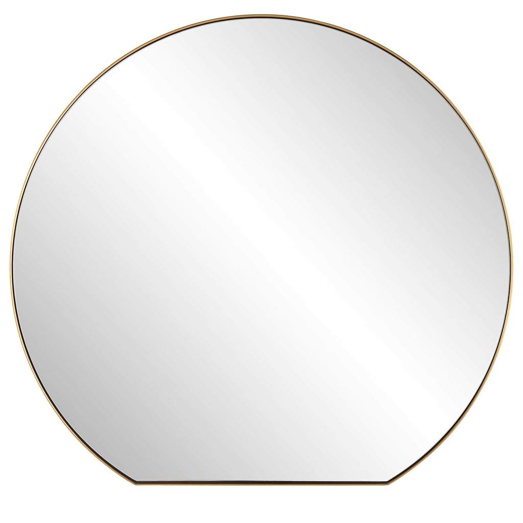 Front View. The Cabell Small Mirror is sleek and contemporary,  with a flattened bottom. It features