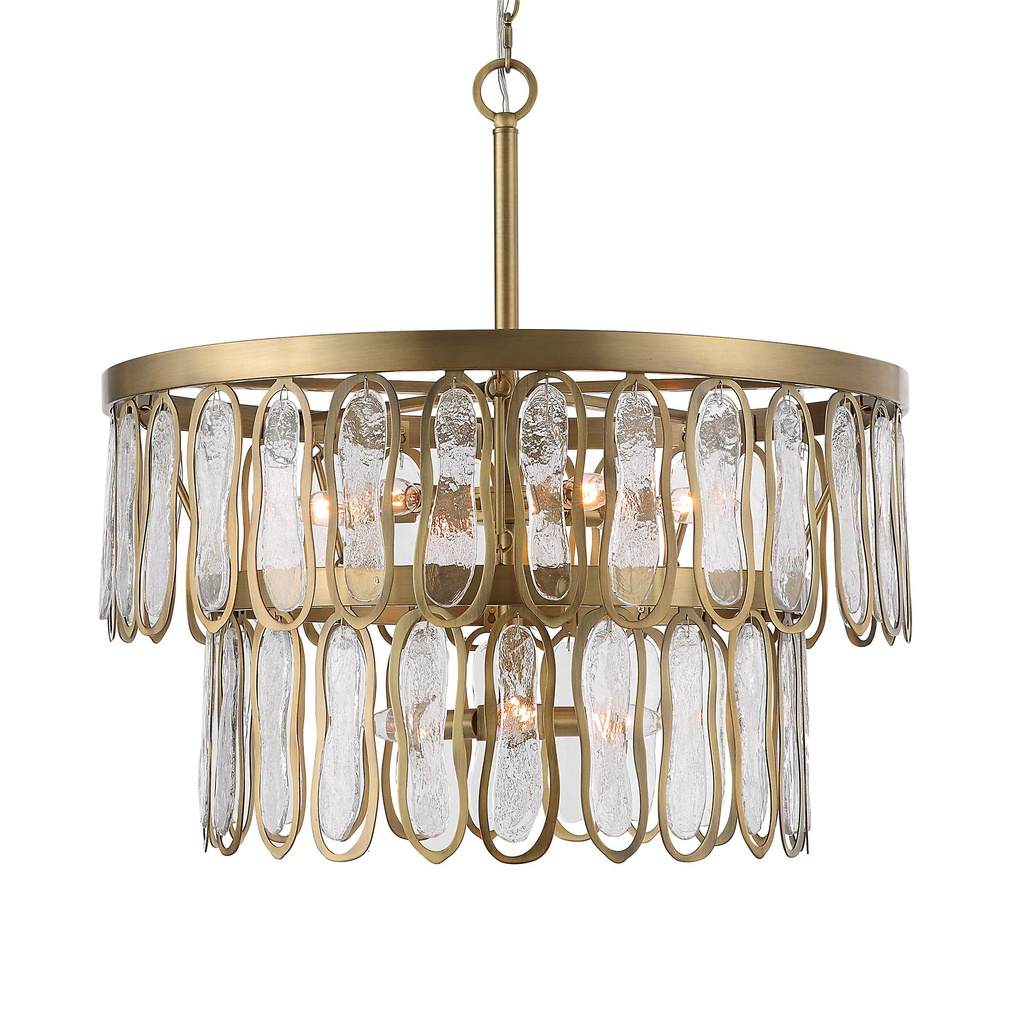 Front View. The Aurelie is a two tier stacked 9 light pendant that is both artistic and stylish. It 