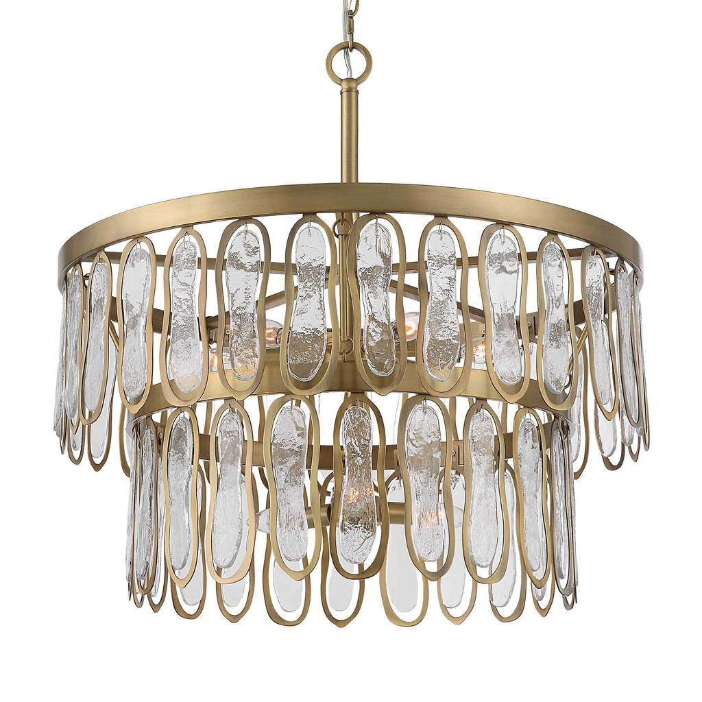 Angle View. The Aurelie is a two tier stacked 9 light pendant that is both artistic and stylish. It 