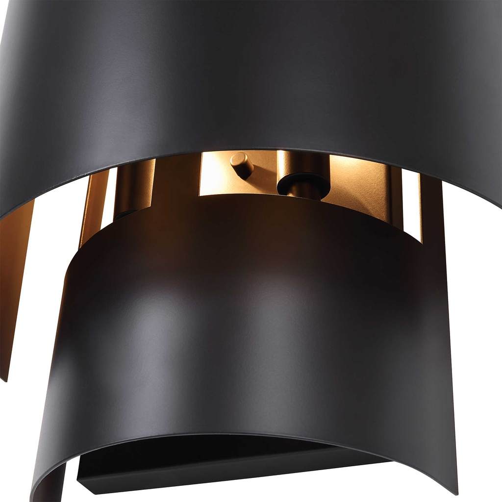 Close-Up View. The Youngstown 2 light Sconce features rich dark bronze inter-stacked cylinders that 
