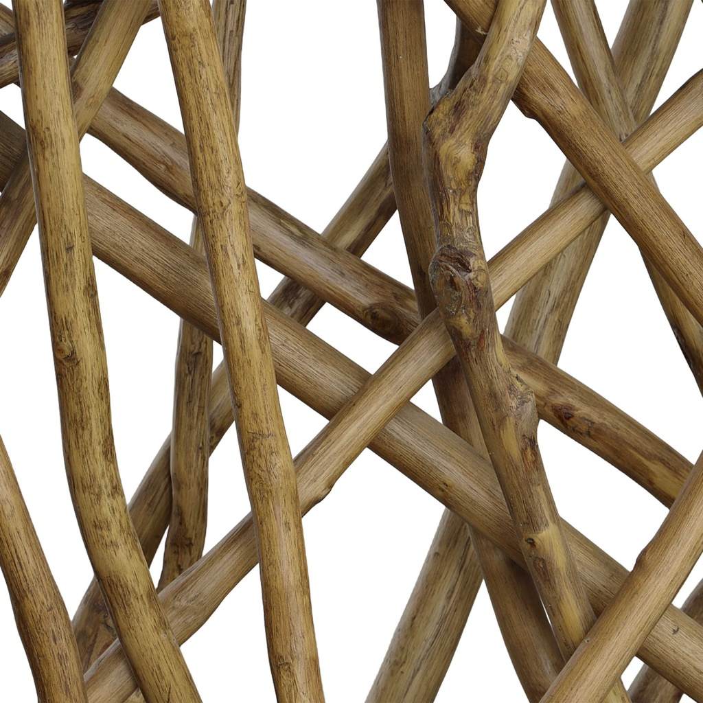 Close-Up View. The teak maze console is sure to make a statement in any space. This beautifully uniq