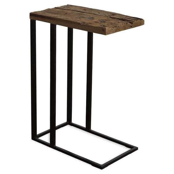Front View. A balance between rustic and modern, then union accent table features a natural reclaime