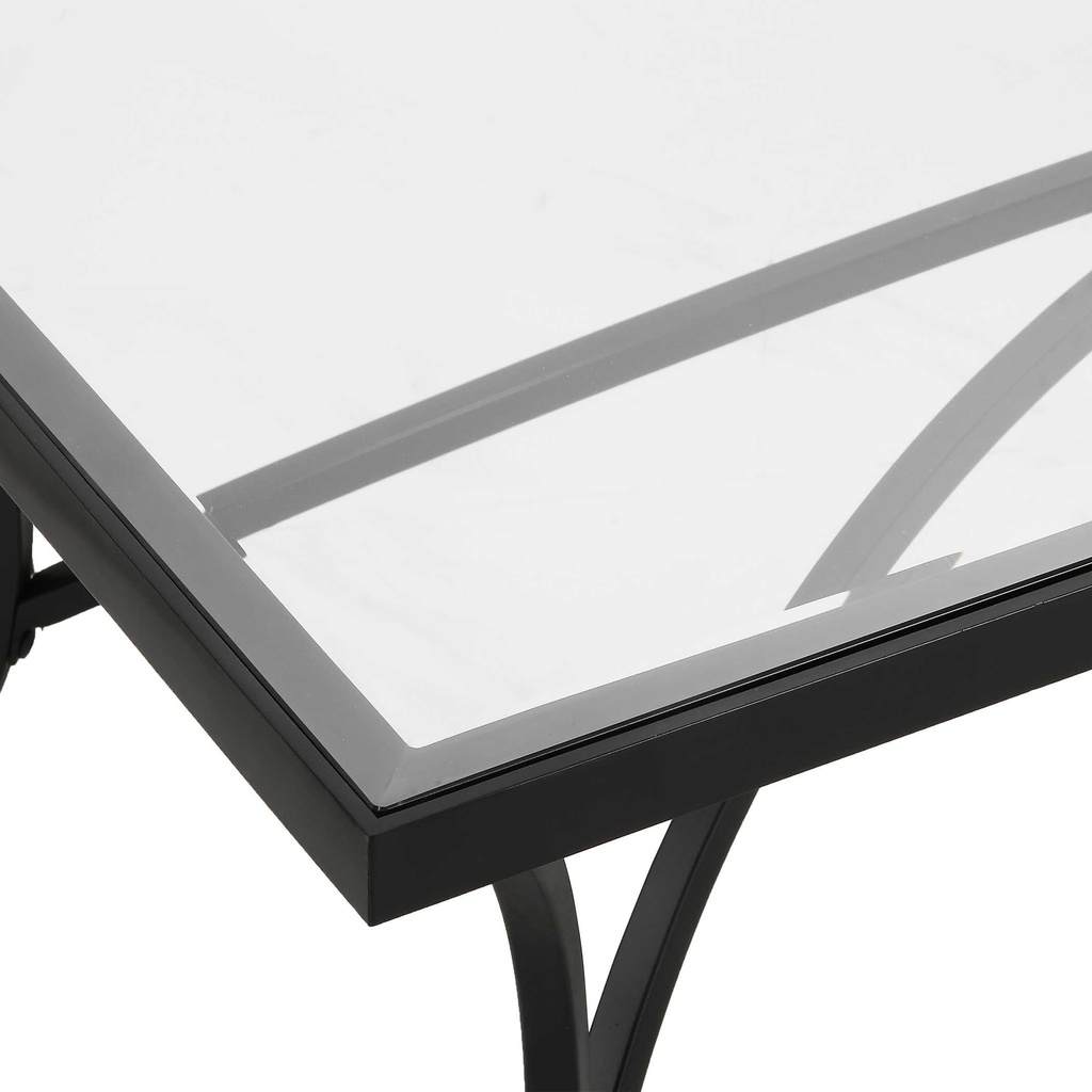 Close-Up View. The Alayna Coffee Table features gracefully arched hand forged metal that is finished