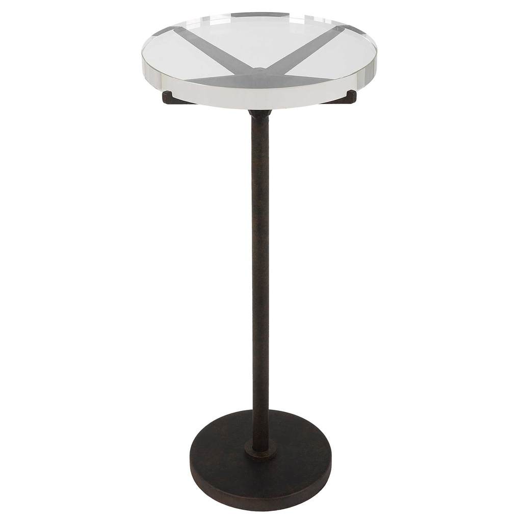 Front View. Inspired by classic industrial style, the Forge Accent Table is finished in a textured r