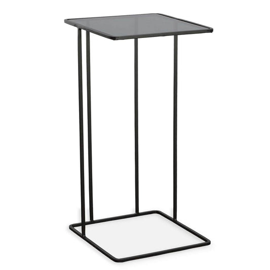 Front View. Minimally designed with versatility, this petite hand forged iron accent table is finish