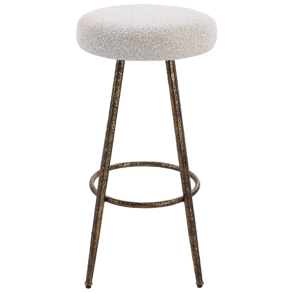 Angle View. Sturdy and stylish, the Braven Counter Stool features tapered legs with a hammered textu