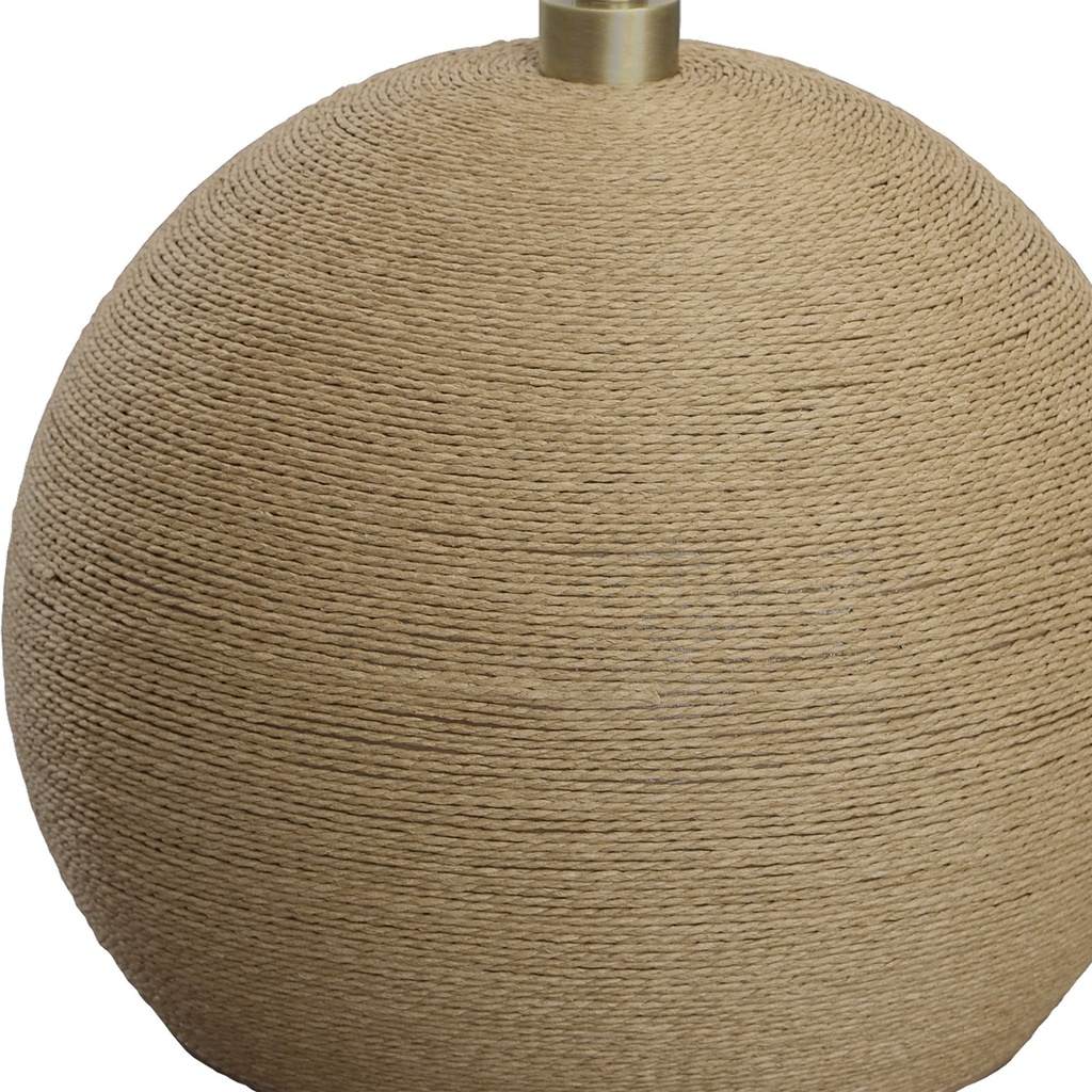 Close-Up View. The Captiva floor lamp features a casual, natural braided rattan wrapped foot accente