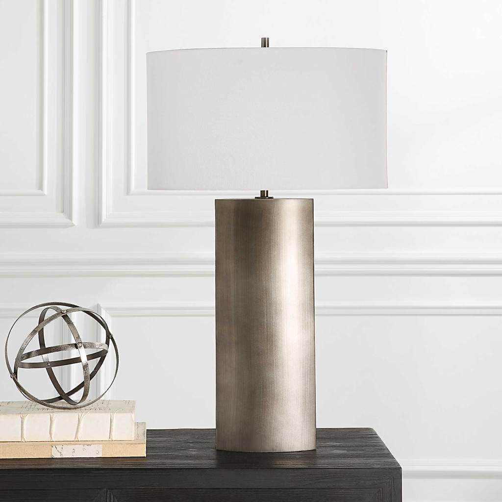 Decorative View. The V-Grove Modern Table Lamp is features a contemporary sculptural design that sho