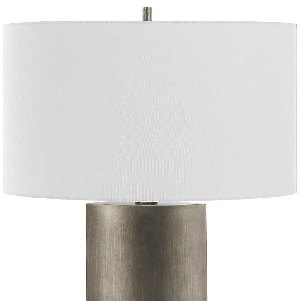 Close-Up View. The V-Grove Modern Table Lamp is features a contemporary sculptural design that showc