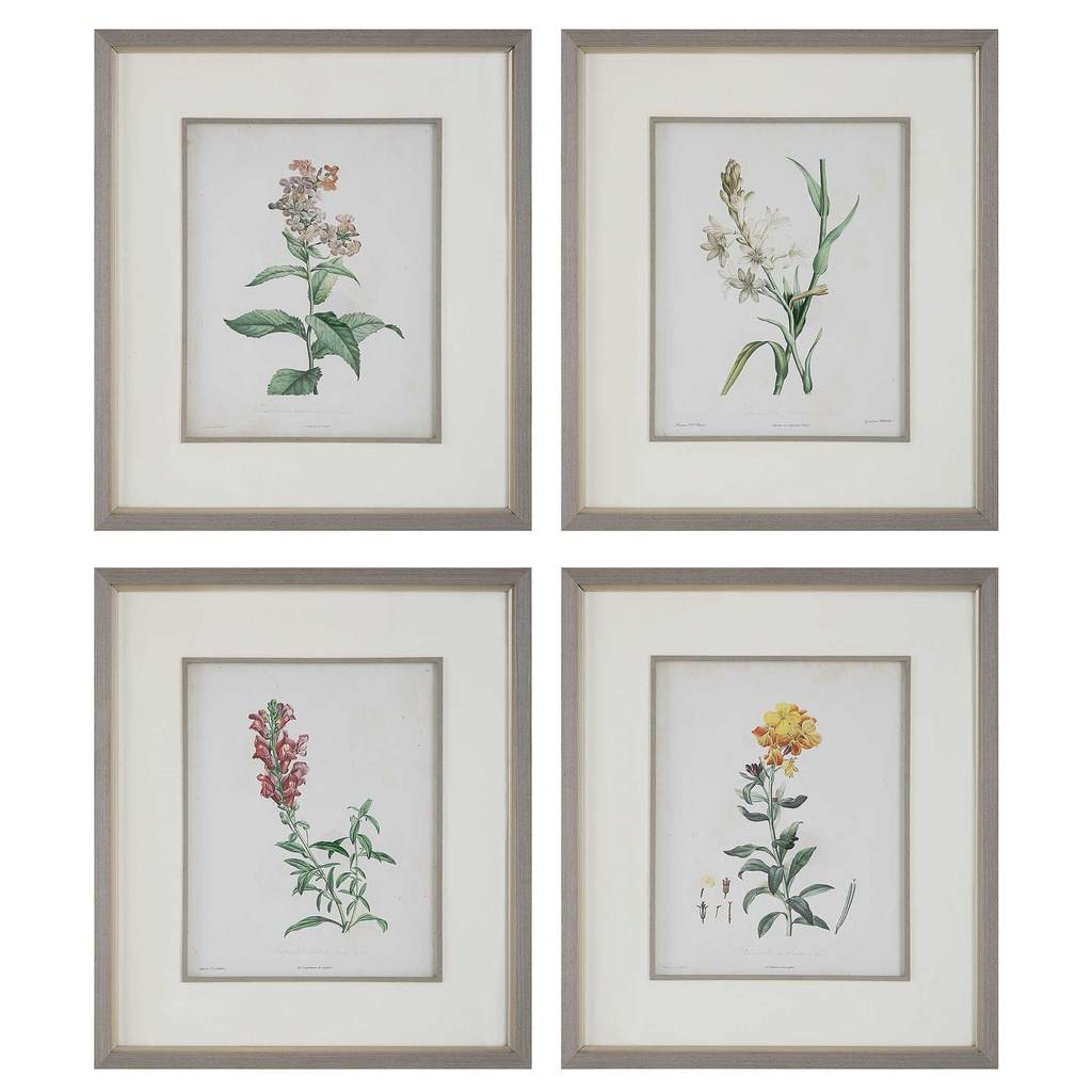Front View. The Heirloom Blooms Study is a set of four prints of antique blooms that have been fresh