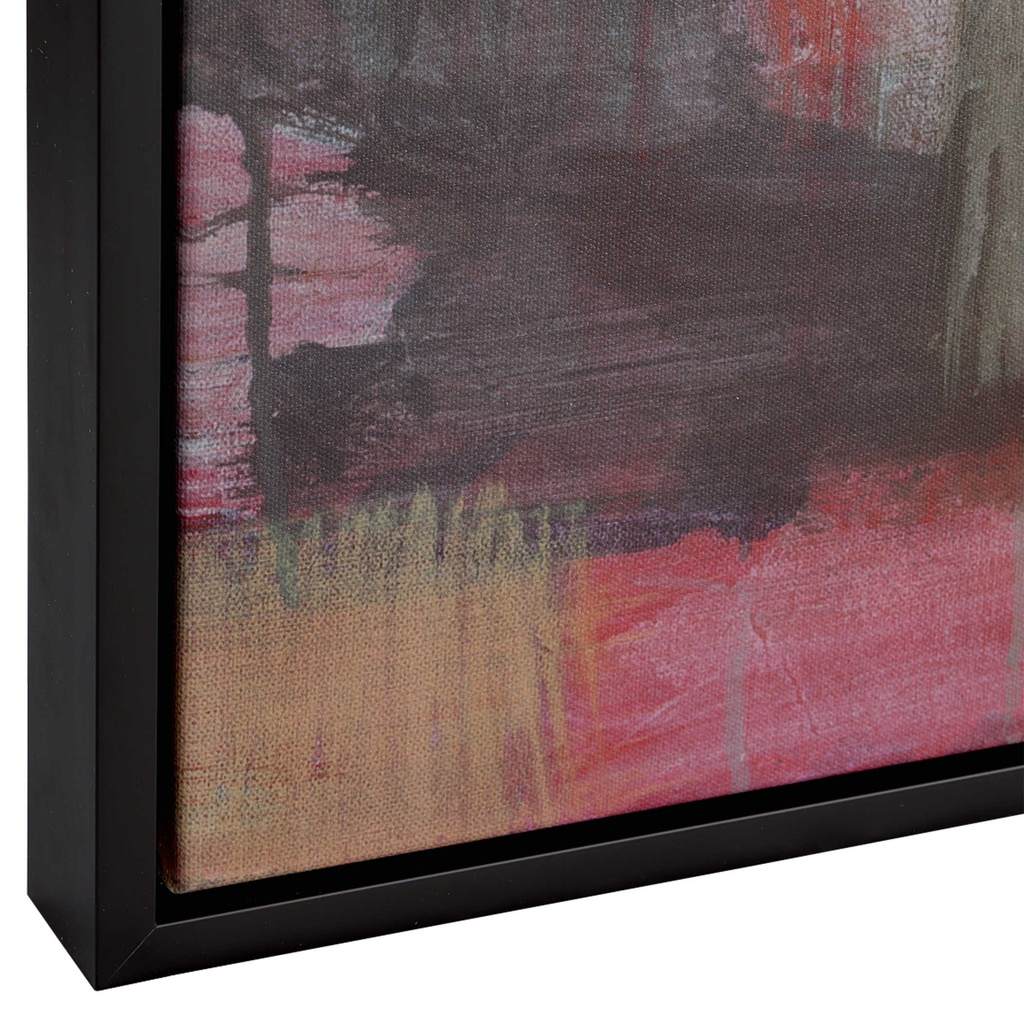 Close-Up View. The geranium and ginger framed canvas captures a wide array of earthy tones and is co